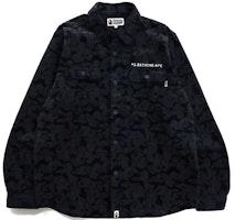 Bape A BATHING APE Navy Blue Camo Corduroy Work Shirt Long Sleeve 1H80-131-002 Bape A BATHING APE Navy Blue Camo Corduroy Work Shirt Long Sleeve 1H80-131-002