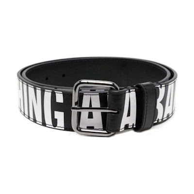 Bape A BATHING APE Printed Design Calfskin Leather Belt Black 4CM Wide Men. 001BTK201302M