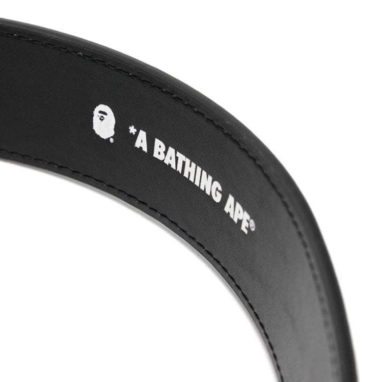 Shop Bape A BATHING APE 印花小牛皮皮帶 黑色 男士 4CM 寬 001BTK201302M