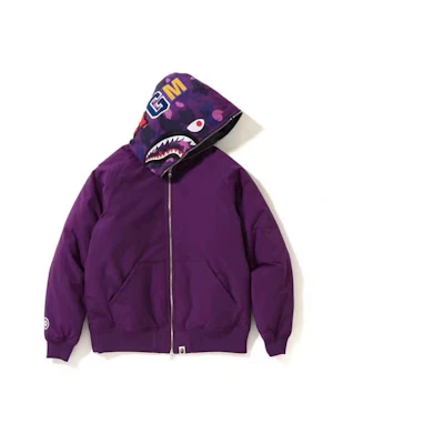 Bape A BATHING APE Purple Camo Down Jacket Unisex Hooded Long Sleeve 0ZXDNM141016W