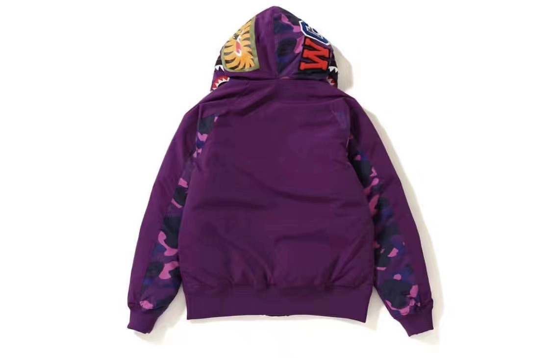 Bape A BATHING APE Purple Camo Down Jacket Unisex Hooded Long Sleeve 0ZXDNM141016W 圖 3