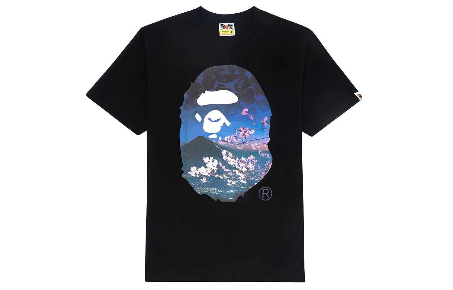 BAPE A Bathing Ape Sakura Photo Print Ape Head T-Shirt Unisex. 1G20-110-046