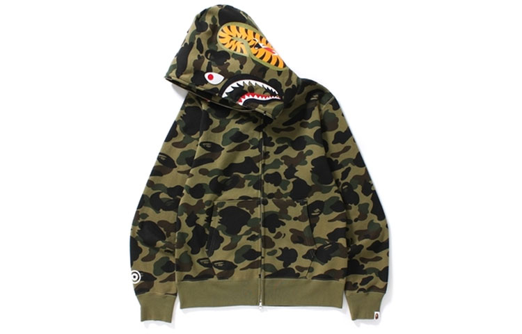 Bape A BATHING APE Shark Camo Hoodie Zip Jacket Mens 001ZPF801001X 圖 2