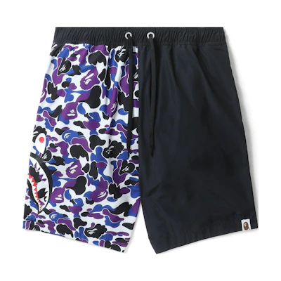 Bape A BATHING APE Shark Camo Letter Shorts Black Casual Shorts. 0ZXSPMX53002IBKX