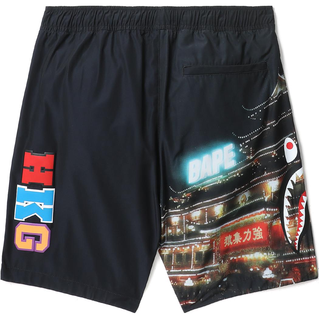 Bape A BATHING APE Shark Camo Letter Shorts Black  Casual Shorts. 0ZXSPMX53002IBKX 圖 3