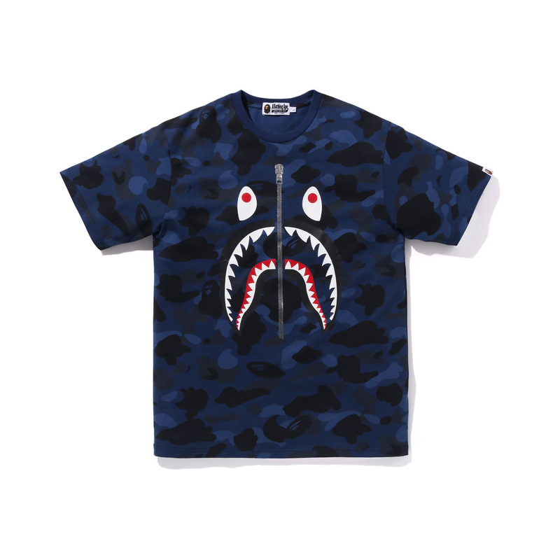 Bape A BATHING APE Shark Camo Print Full Zip T-Shirt FW23 Regular Fit  Tee. 0ZXTEM109010L