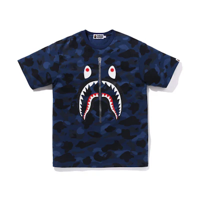 Bape A BATHING APE Shark Camo Print Full Zip T-Shirt FW23 Regular Fit Tee. 0ZXTEM109010L
