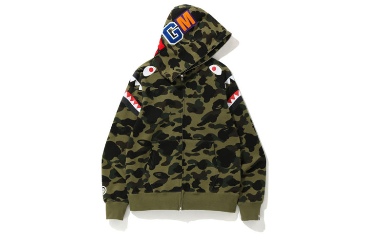 Bape A BATHING APE Shark Camo Print Hoodie Jacket . OZXSWM15012XD