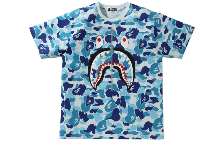 Bape A BATHING APE Shark Camo Print Short Sleeve T-Shirt Mens. 1H80-109-019 圖 4