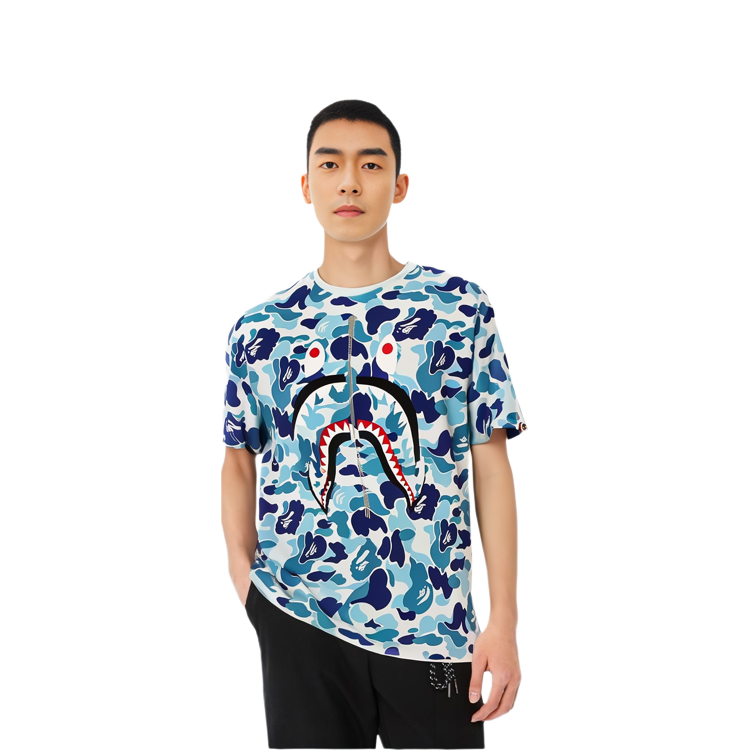 Bape A BATHING APE Shark Camo Print Short Sleeve T-Shirt Mens. 1H80-109-019 圖 6