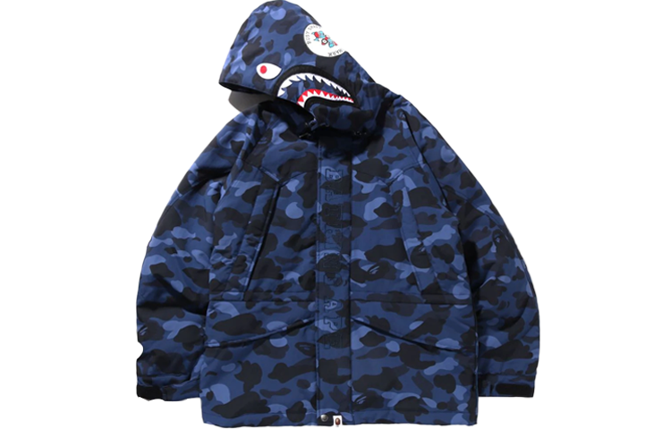 Details for Bape A BATHING APE Shark Camo Jaket Hooded Down Ski. 1I30-144-002