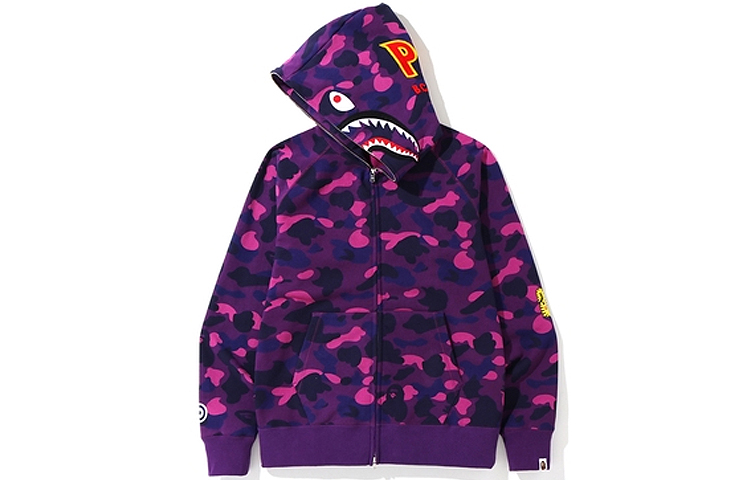 Bape A BATHING APE Shark Camo Zip-Up Hoodie Purple Unisex. 1F80-115-007 圖 3