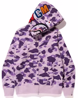 Lookbook Bape A BATHING APE 鯊魚迷彩拉鍊連帽外套 粉紫 男女皆宜款式。 001ZPD221011X