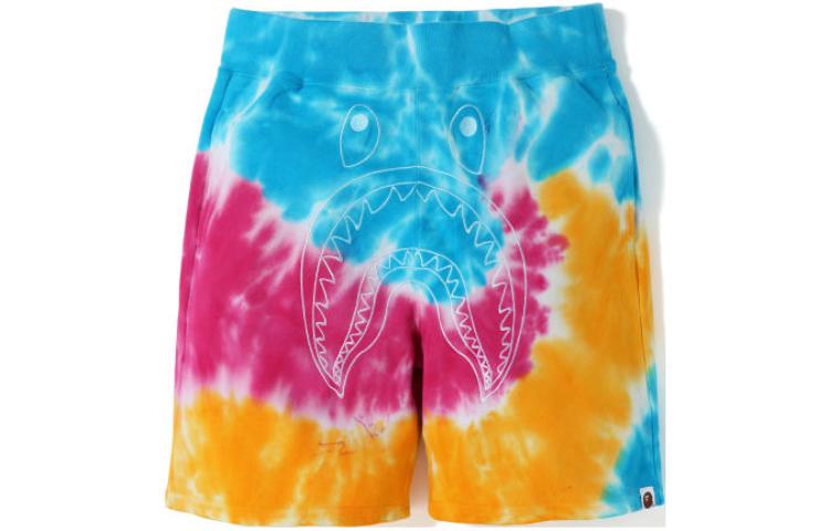 Bape A BATHING APE Shark Embroidered Tie-Dye Camo Casual Shorts . 0ZXSPM153016C