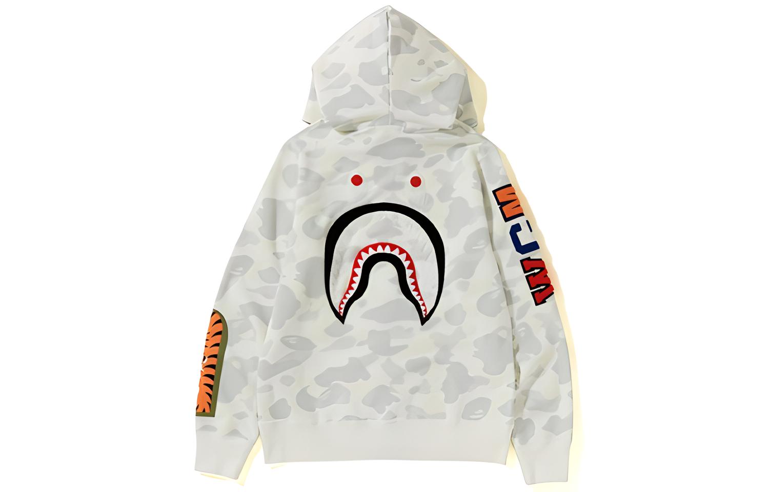Bape A BATHING APE Shark Glow Zip-Up Hoodie Cartoon Sweatshirt . 1E70-115-019