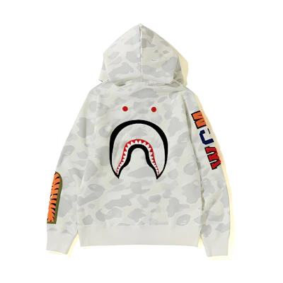 Bape A BATHING APE Shark Glow Zip-Up Hoodie Cartoon Sweatshirt . 1E70-115-019