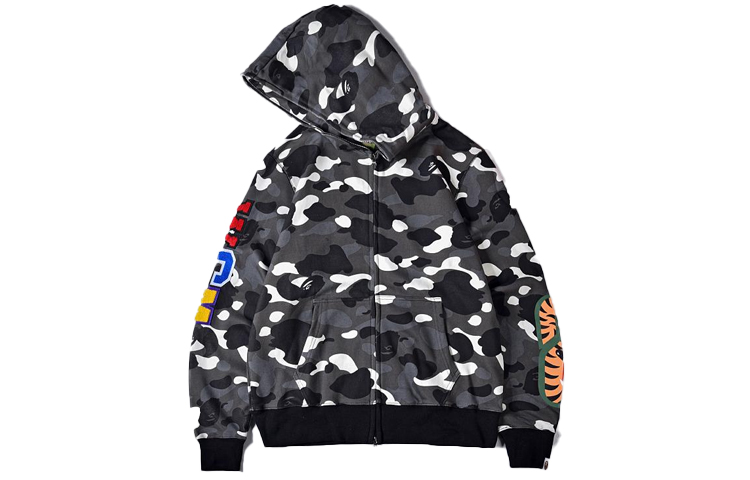Bape A BATHING APE Shark Glow Zip-Up Hoodie Cartoon Sweatshirt . 1E70-115-019 圖 3