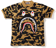 Shop Bape A BATHING APE Shark Print Camouflage Short Sleeve Polo Shirt - 0ZXPOM112006G