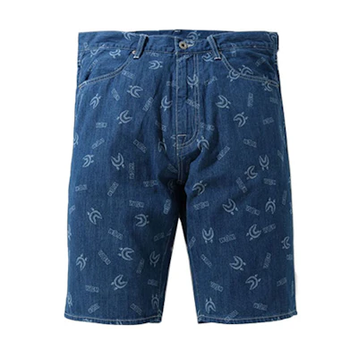 Bape A BATHING APE Shark Print Denim Shorts Indigo Blue Fashion. 1H30-151-002