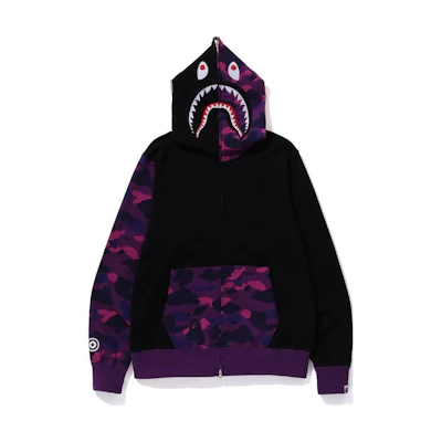 Bape A BATHING APE Shark Print Hoodie Jacket Unisex. 1J80-115-010