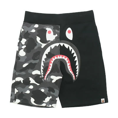 Bape A BATHING APE Shark Series Black White Camo Patchwork Shorts Unisex Black. 001SPE301017X