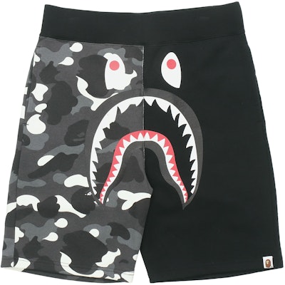 Bape A BATHING APE Shark Series Black White Camo Patchwork Shorts Unisex Black. 001SPE301017X Order Bape A BATHING APE Shark Series Black White Camo Patchwork Shorts Unisex Black. 001SPE301017X