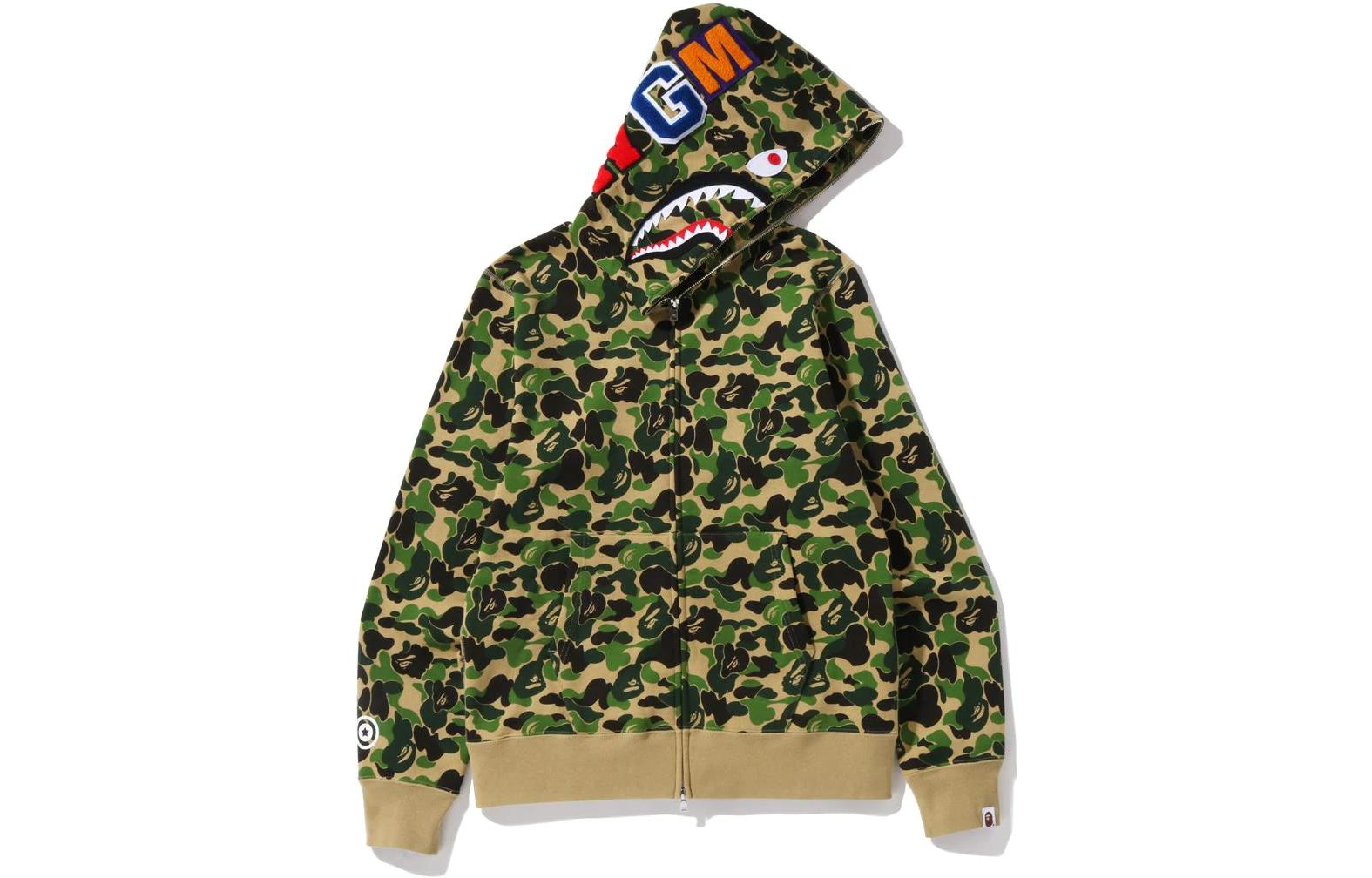 Bape A BATHING APE Shark Series Camo Colorblock Zip-Up Hoodie . 1I20-115-002
