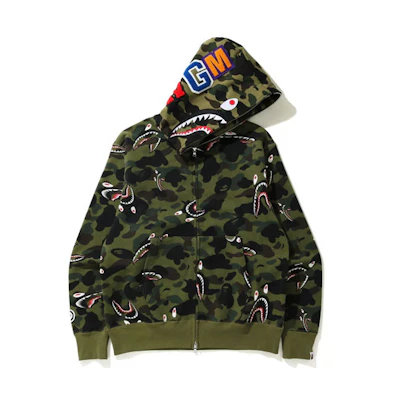 Bape A BATHING APE Shark Series Camo Full-Zip Hoodie Jacket Fall Collection 1H30-115-009