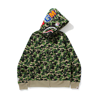 Bape A BATHING APE Shark Series Camo Hoodie Jacket Unisex Green. 1F80-115-020