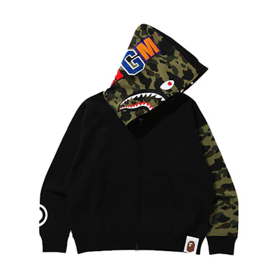 Bape A BATHING APE Shark Series Camo Patchwork Zip-Up Hoodie - . 1G70-115-018