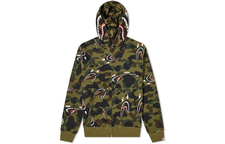 Bape A BATHING APE Shark Series Camo Shark Full-Zip Hoodie Jacket for Men. 001ZPH301009X