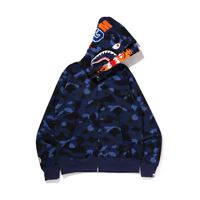 Bape A BATHING APE Shark Series Camo Tiger Double Zip Hoodie Full Print. 1I30-115-021