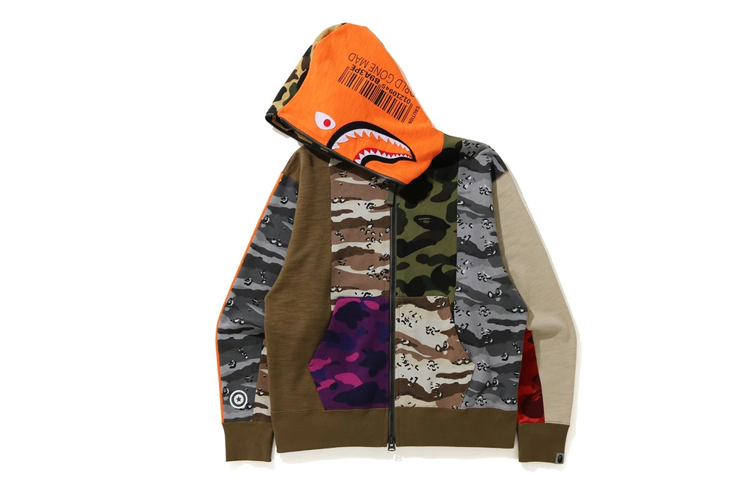 Bape A BATHING APE Shark Series Camo Zip-Up Hoodie for Men. 1H30-115-004 圖 2