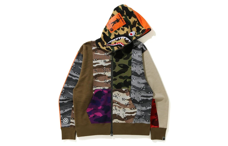 Bape A BATHING APE Shark Series Camo Zip-Up Hoodie for Men. 1H30-115-004 圖 3