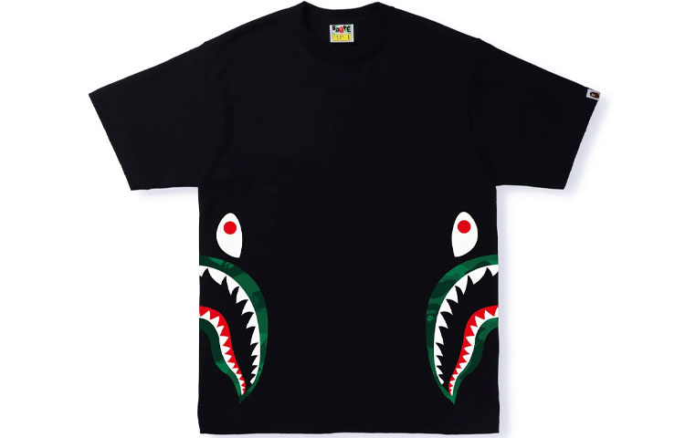 Bape A BATHING APE Shark Series Cartoon Shark Print Crew Neck T-Shirt (). 0ZXTEM110021I