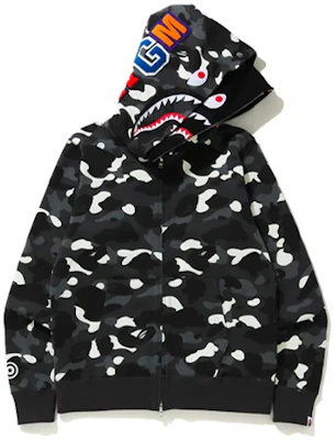 Bape A BATHING APE 鲨鱼系列城市迷彩双帽连帽衫男女通用款。 1G80-115-023 Order Bape A BATHING APE 鲨鱼系列城市迷彩双帽连帽衫男女通用款。 1G80-115-023