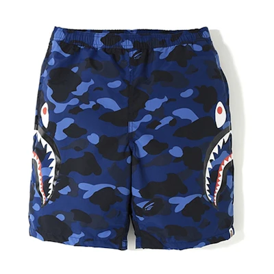 Bape A BATHING APE Shark Series Color Camo Blue Shark Shorts Unisex. 1F30-153-019
