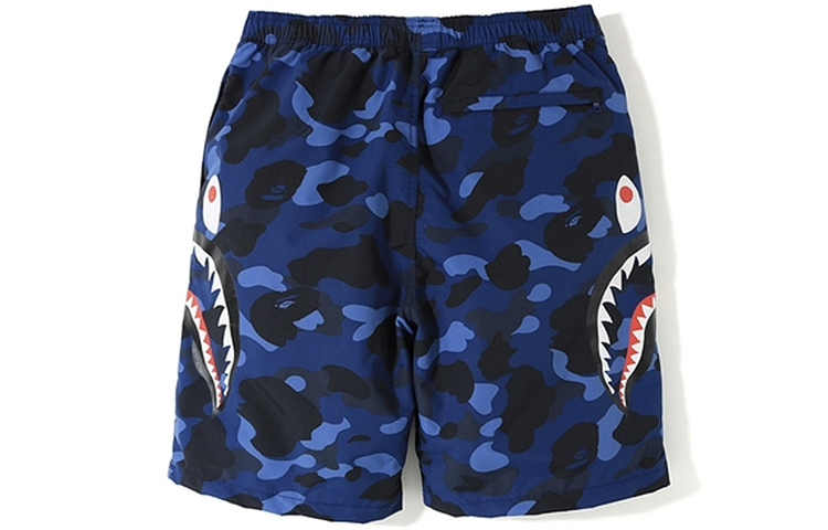 Lookbook Bape A BATHING APE 鯊魚系列迷彩藍鯊魚短褲 男女適用款。 1F30-153-019