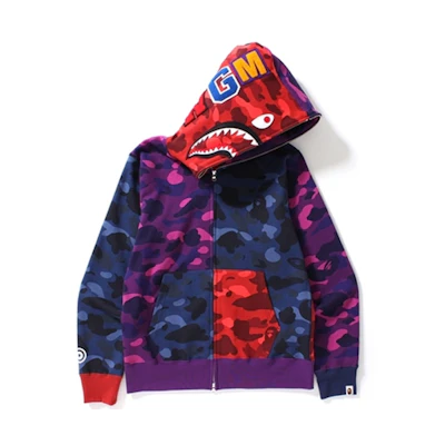 Bape A BATHING APE Shark Series Color Camo Crazy Full Zip Hoodie Jacket. 1D70-115-009