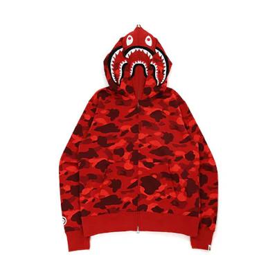 Bape A BATHING APE Shark Series Double Hood Camo Shark Loose Fit Zip Hoodie . 1H80-115-010