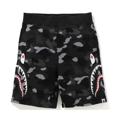Bape A BATHING APE Shark Series Double Knit Side Shark Shorts Black Unisex Casual. 1F70-153-003