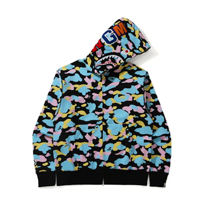 Bape A BATHING APE Shark Series Multi-Camo Shark Zip-Up Hoodie for Men. 1H30-115-006