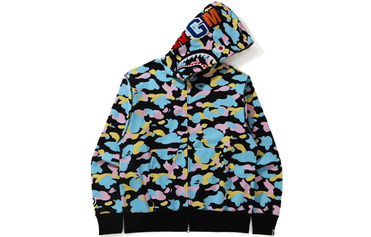 Order Bape A BATHING APE Multi-Camo Shark Zip-Up Hoodie Lelaki. 1H30-115-006