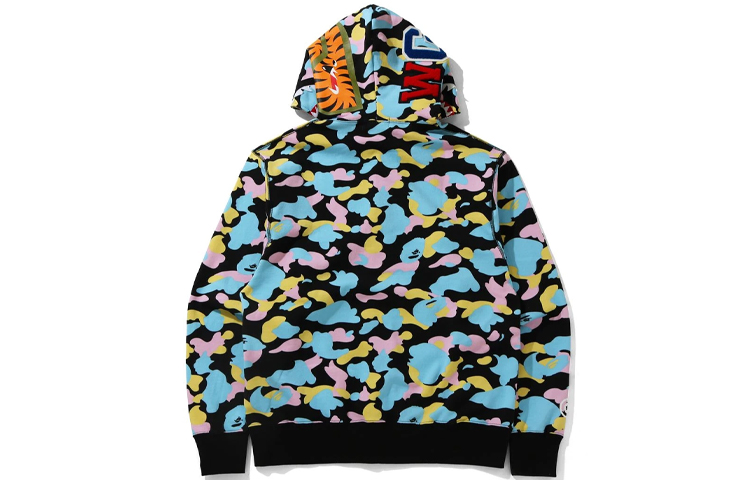 Lookbook Bape A BATHING APE Multi-Camo Shark Zip-Up Hoodie Lelaki. 1H30-115-006