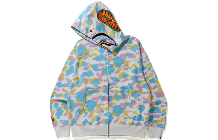 Sizing Bape A BATHING APE Multi-Camo Shark Zip-Up Hoodie Lelaki. 1H30-115-006