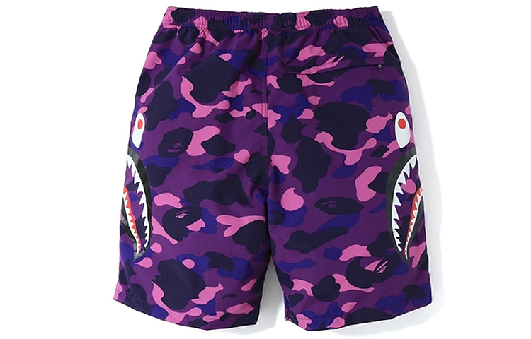 Lookbook Bape A BATHING APE 鯊魚系列復古中腰休閒寬鬆短褲 男女適用 1F30-153-019