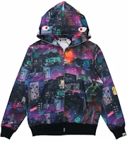 Bape A BATHING APE Shark Series Tokyo Night Zip Hoodie Men’s Multicolor. 1G30-115-020 Bape A BATHING APE Shark Series Tokyo Night Zip Hoodie Men’s Multicolor. 1G30-115-020