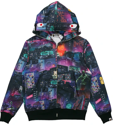 Bape A BATHING APE Shark Series Tokyo Night Zip Hoodie Men’s Multicolor. 1G30-115-020 Buy Bape A BATHING APE Shark Series Tokyo Night Zip Hoodie Men’s Multicolor. 1G30-115-020