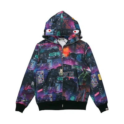 Bape A BATHING APE Shark Series Tokyo Night Zip Hoodie Men’s Multicolor. 1G30-115-020