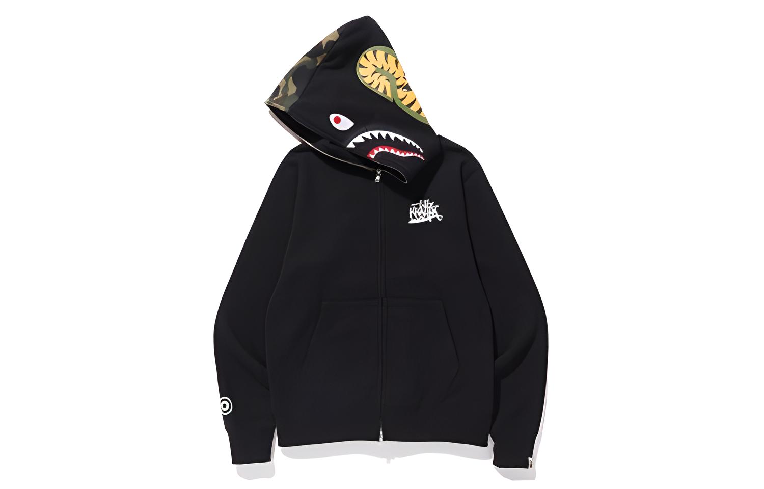 Bape A BATHING APE Shark Series Wiz Khalifa Full Zip Hoodie Black Unisex. 1F73-115-907